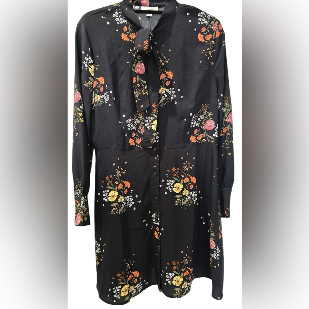 LOFT Etched Floral Bow Bounce Dress
